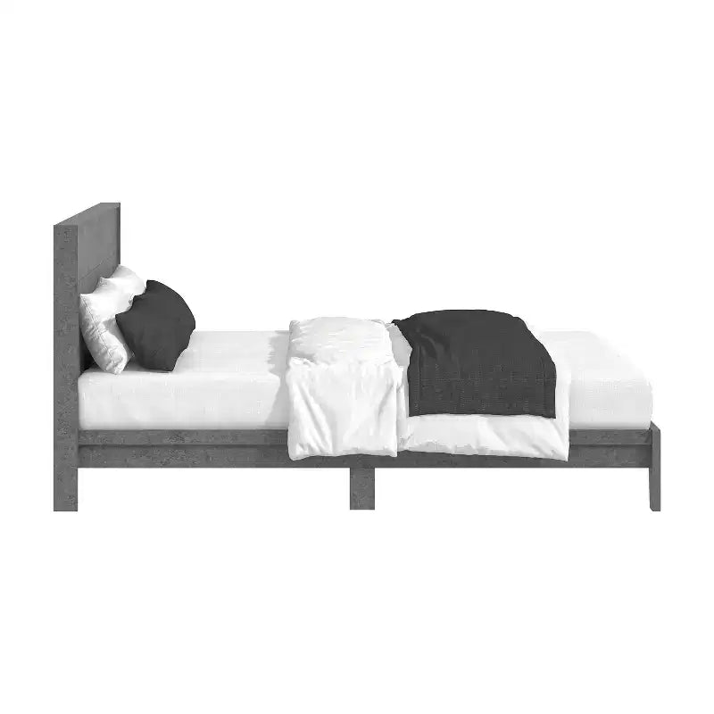 Lit de luxe Galano Queen Payne avec tête de lit – Gris froid béton