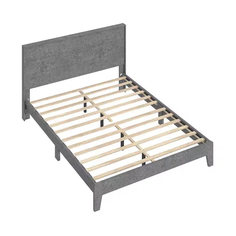 Lit de luxe Galano Queen Payne avec tête de lit – Gris froid béton