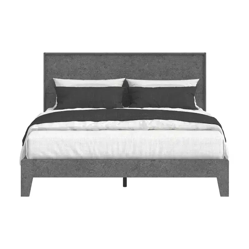 Lit de luxe Galano Queen Payne avec tête de lit – Gris froid béton