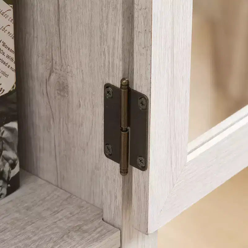 Armoire de rangement haute moderne avec portes et étagères en verre - Buffet autoportant polyvalent avec tiroir pour salon, cuisine, salle à manger et bureau