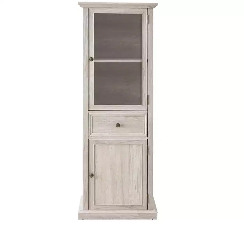 Armoire de rangement haute moderne avec portes et étagères en verre - Buffet autoportant polyvalent avec tiroir pour salon, cuisine, salle à manger et bureau