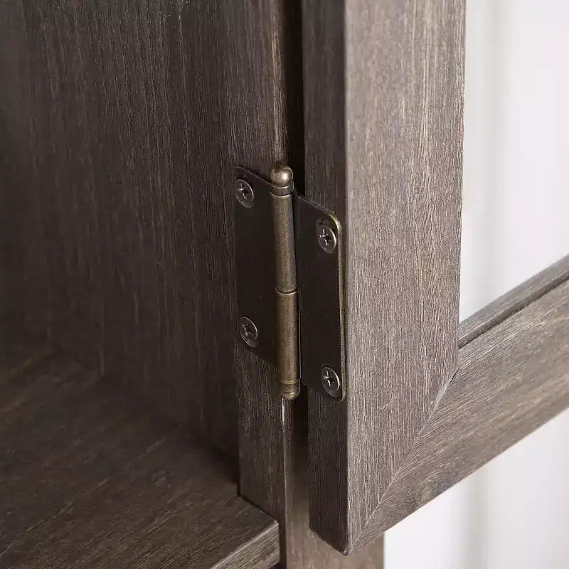 Armoire de rangement haute moderne avec portes et étagères en verre - Buffet autoportant polyvalent avec tiroir pour salon, cuisine, salle à manger et bureau