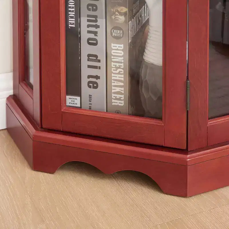 Vitrine d'angle éclairée avec portes et étagères en verre trempé - Meuble de rangement élégant pour la décoration du salon et de la chambre