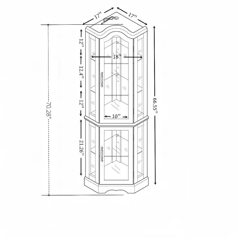 Vitrine d'angle éclairée avec portes et étagères en verre trempé - Meuble de rangement élégant pour la décoration du salon et de la chambre