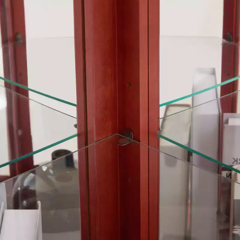 Vitrine d'angle éclairée avec portes et étagères en verre trempé - Meuble de rangement élégant pour la décoration du salon et de la chambre