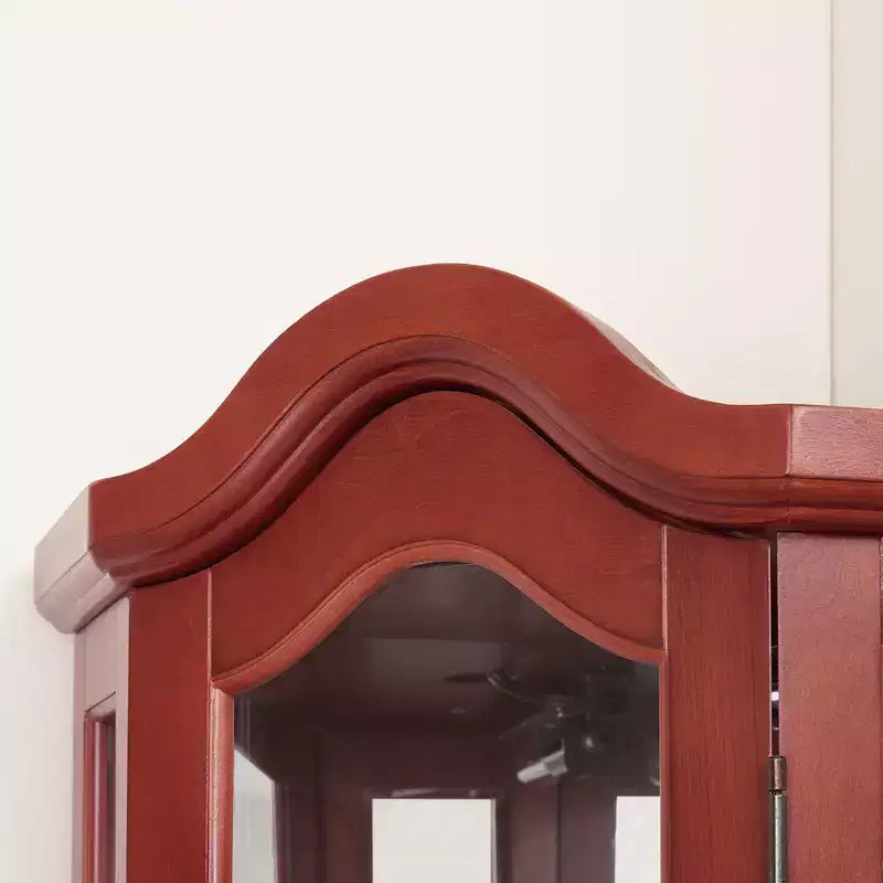 Vitrine d'angle éclairée avec portes et étagères en verre trempé - Meuble de rangement élégant pour la décoration du salon et de la chambre
