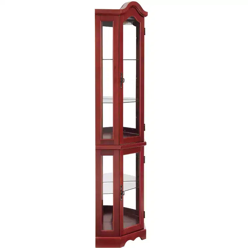 Vitrine d'angle éclairée avec portes et étagères en verre trempé - Meuble de rangement élégant pour la décoration du salon et de la chambre