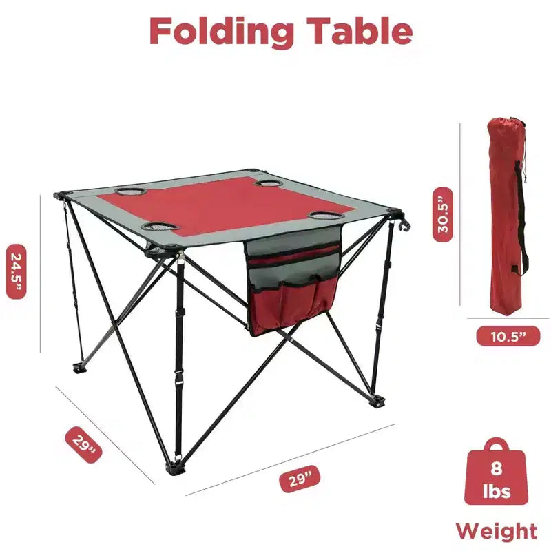 Table à vin pliante portable d'extérieur HOMLUX avec porte-gobelets, sac de rangement, plateau résistant aux UV