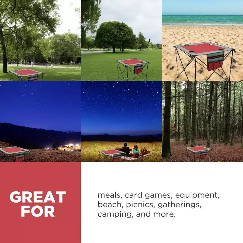 Table à vin pliante portable d'extérieur HOMLUX avec porte-gobelets, sac de rangement, plateau résistant aux UV