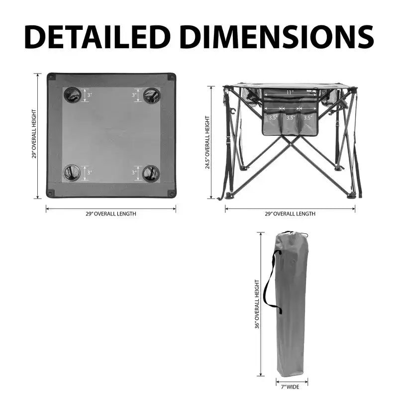 Table à vin pliante portable d'extérieur HOMLUX avec porte-gobelets, sac de rangement, plateau résistant aux UV