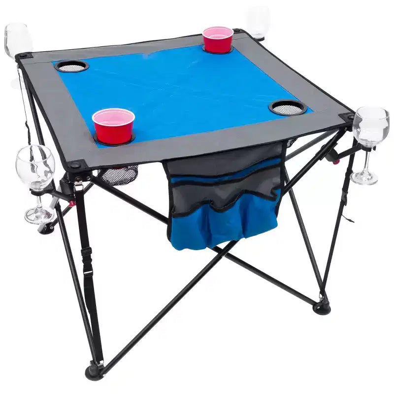 Table à vin pliante portable d'extérieur HOMLUX avec porte-gobelets, sac de rangement, plateau résistant aux UV