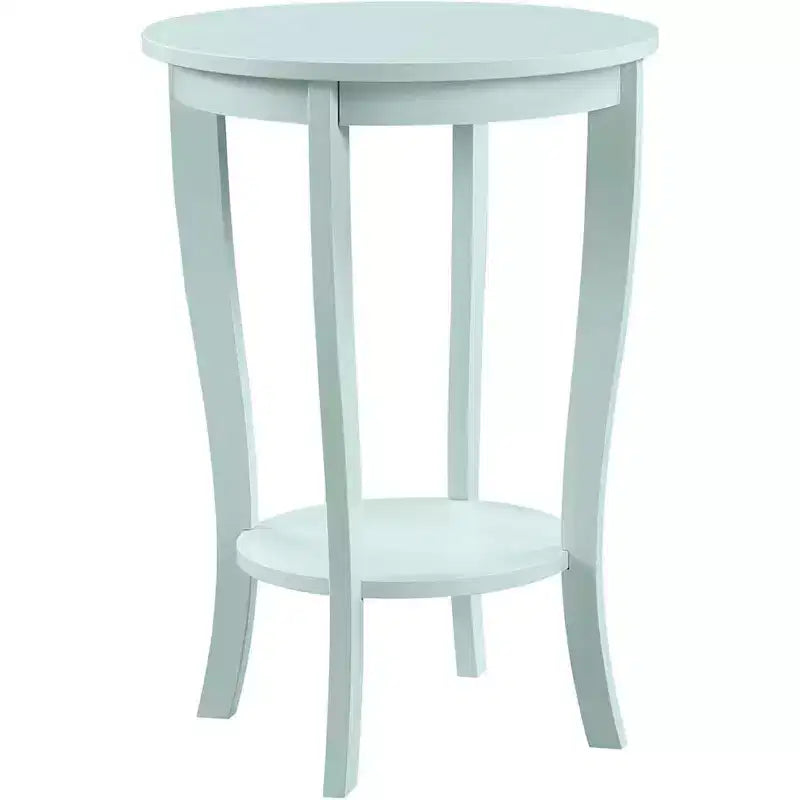 Table d'appoint ronde HomeStock Belmont avec étagère inférieure, pieds incurvés et finition lisse, idéale pour les coins de salon ou de chambre à coucher.