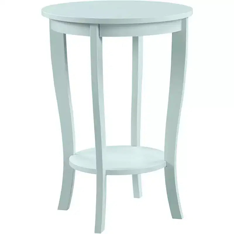 Table d'appoint ronde HomeStock Belmont avec étagère inférieure, pieds incurvés et finition lisse, idéale pour les coins de salon ou de chambre à coucher.