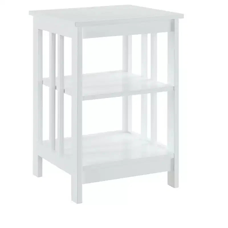 Table d'appoint Belmont HomeStock avec surface lisse et étagères ouvertes, table d'appoint de rangement de style transitionnel pour salon, chambre ou bureau