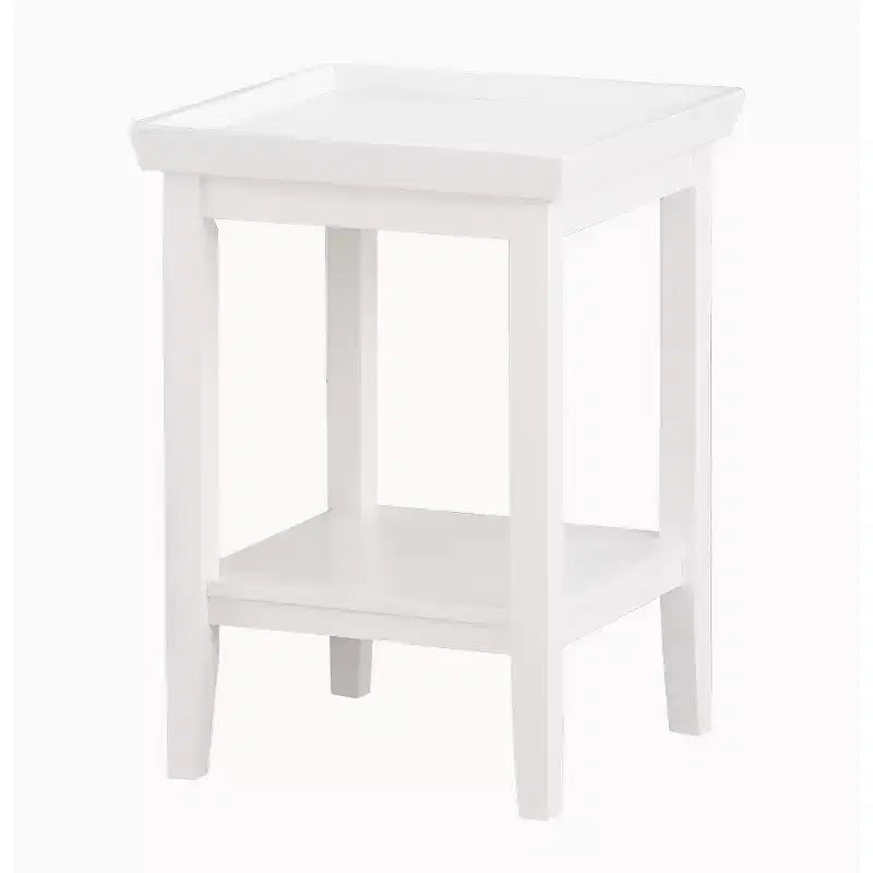 HomeStock Belmont – Table d'appoint avec plateau à rebord surélevé et étagère inférieure, table d'appoint en bois d'hévéa pour le rangement, l'exposition et l'organisation
