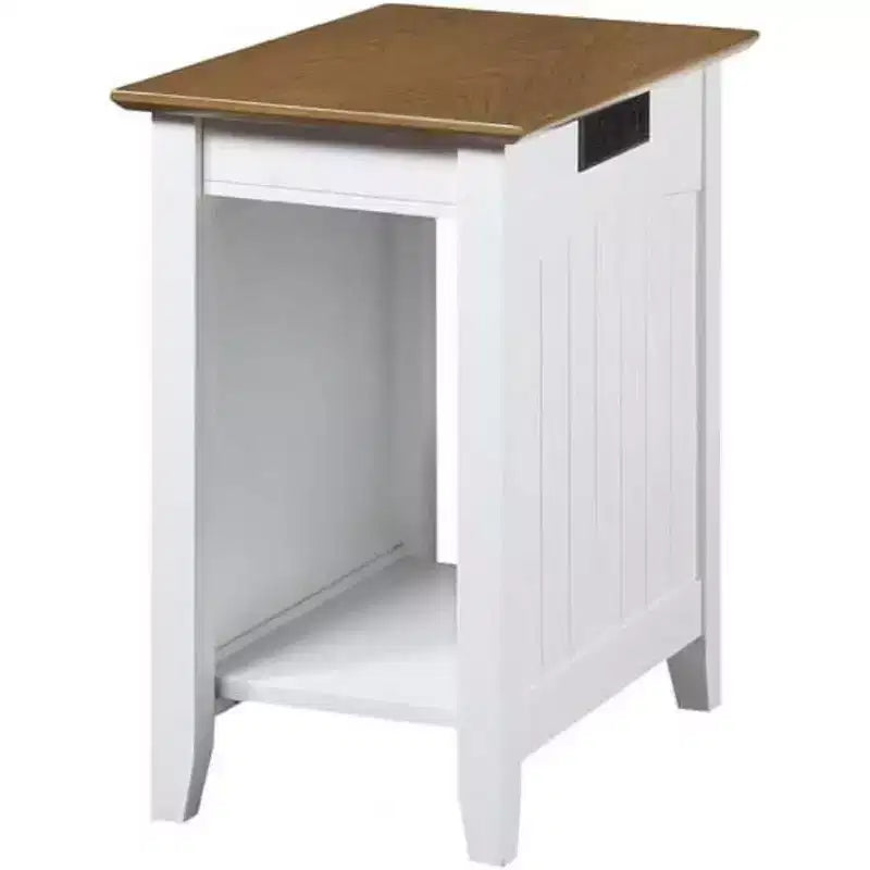 Table d'appoint HomeStock Belmont avec multiprise et ports USB exposés, table d'appoint élégante avec étagère de rangement pour la décoration du salon ou de la chambre à coucher
