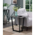 HomeStock Belmont Industrial End Table with Bottom Shelf, Powder Coated Metal Frame and Open Display Space for Modern Living Rooms