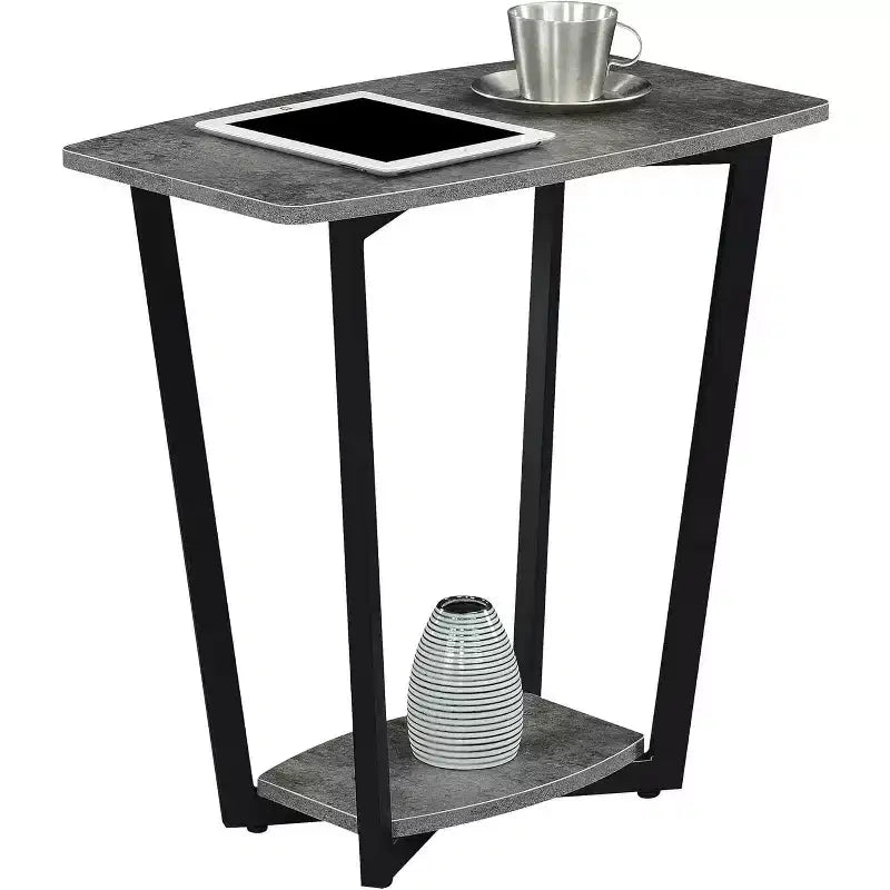 HomeStock Belmont – Table d'appoint industrielle avec étagère inférieure, cadre en métal thermolaqué et espace de rangement ouvert pour salons modernes
