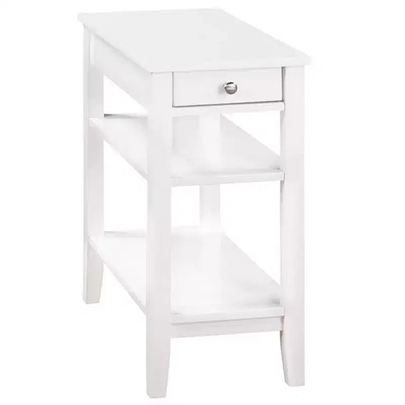 Table d'appoint de chevet HomeStock Belmont avec tiroir coulissant, ports USB, prise électrique et étagères, table d'appoint de salon contemporaine avec rangement