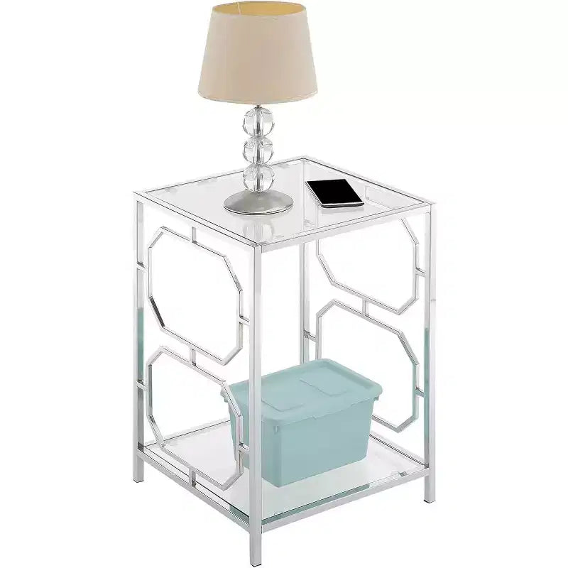 Table d'appoint HomeStock Belmont chromée avec cadre élégant et surface lisse, table d'appoint contemporaine pour salon moderne ou bureau