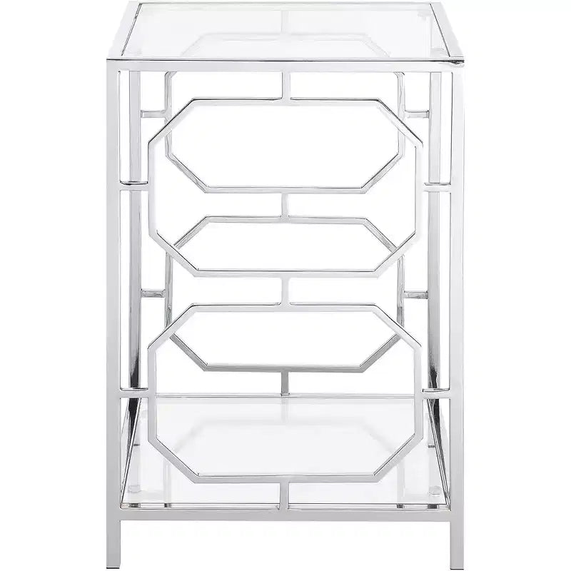 Table d'appoint HomeStock Belmont chromée avec cadre élégant et surface lisse, table d'appoint contemporaine pour salon moderne ou bureau
