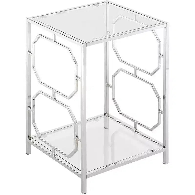Table d'appoint HomeStock Belmont chromée avec cadre élégant et surface lisse, table d'appoint contemporaine pour salon moderne ou bureau