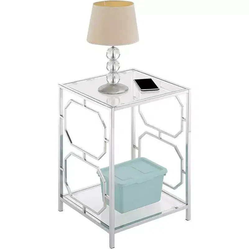 Table d'appoint HomeStock Belmont chromée avec cadre élégant et surface lisse, table d'appoint contemporaine pour salon moderne ou bureau