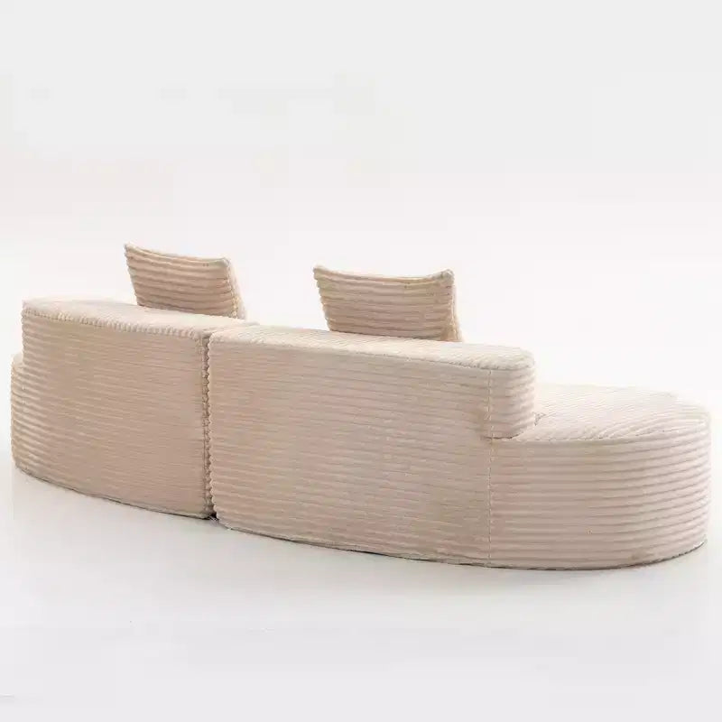 Canapé modulable incurvé ModernLuxe, canapé en velours côtelé capitonné à 2 pièces, aucun assemblage requis