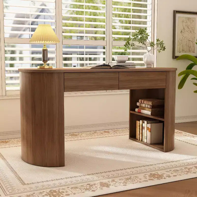 Bureau d'écriture moderne en bois Olivia Christopher Knight Home avec tiroirs et étagères