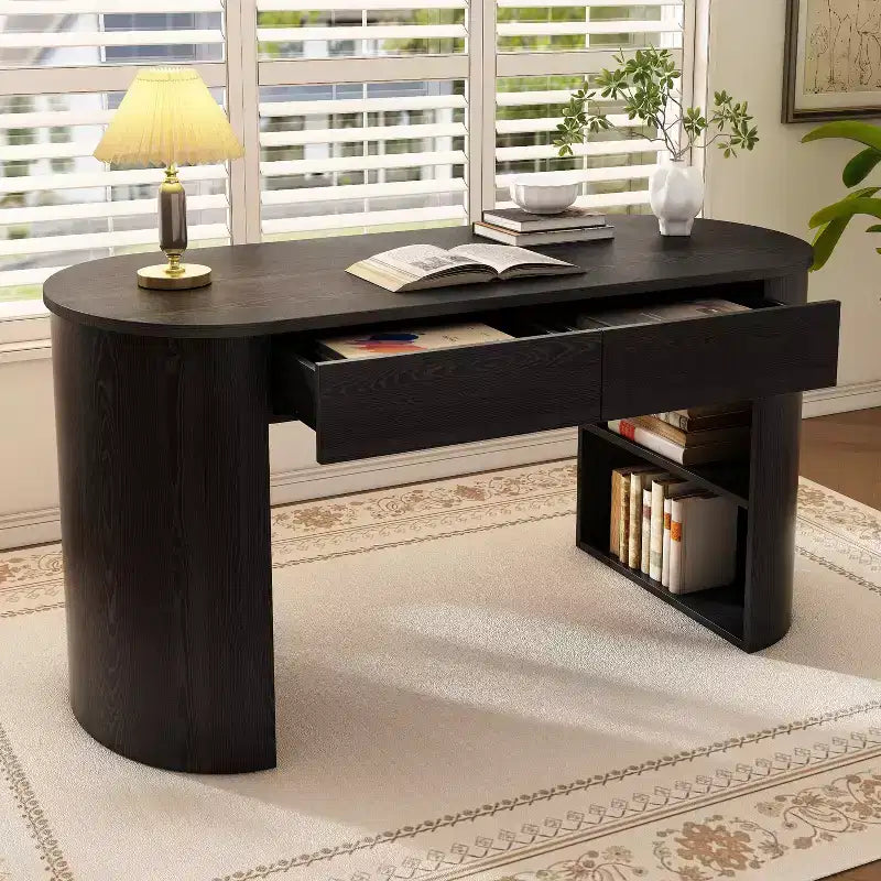 Bureau d'écriture moderne en bois Olivia Christopher Knight Home avec tiroirs et étagères