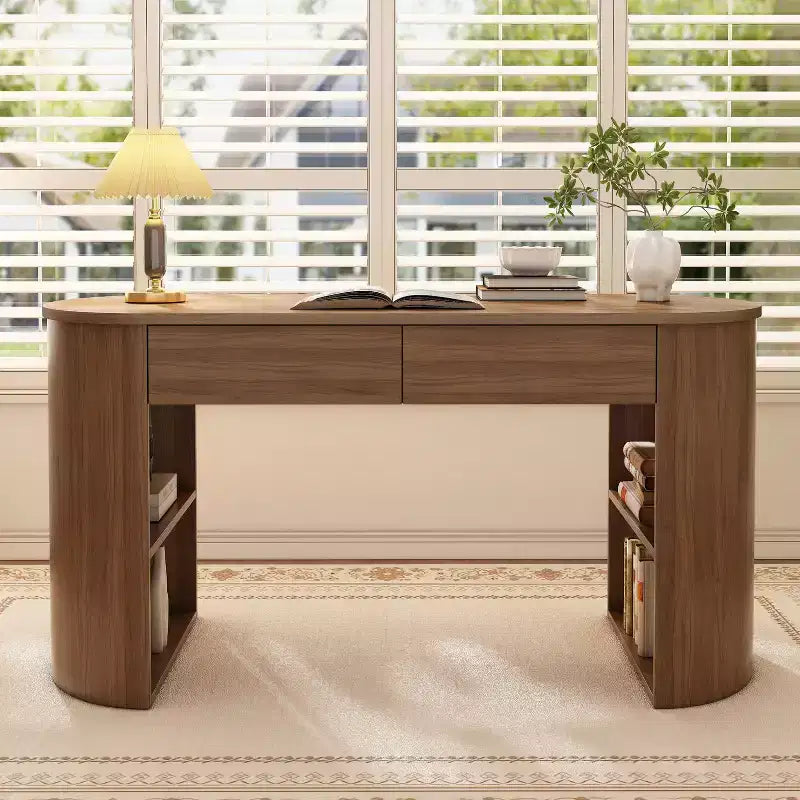 Bureau d'écriture moderne en bois Olivia Christopher Knight Home avec tiroirs et étagères