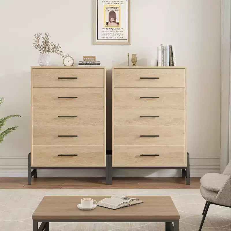 Commode à 6 tiroirs de 118 cm de haut - Meuble de rangement en bois autoportant pour chambre et salon