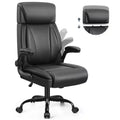 KERDOM Leather Office Chair, Big and Tall Office Chair Executive Breathable PU Computer Chair with Lumbar Support, Black