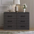 Galano Hamsper 6 Drawer Dresser (Interlock) - Dark Grey Oak