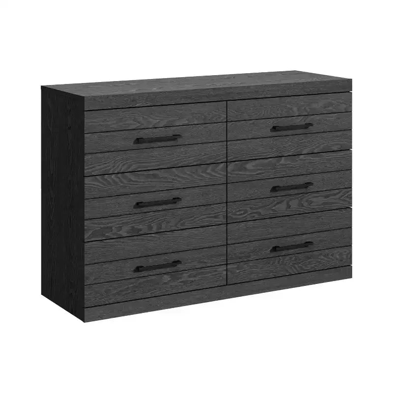 Commode 6 tiroirs Galano Hamsper (Verrouillage) - Chêne Gris Foncé