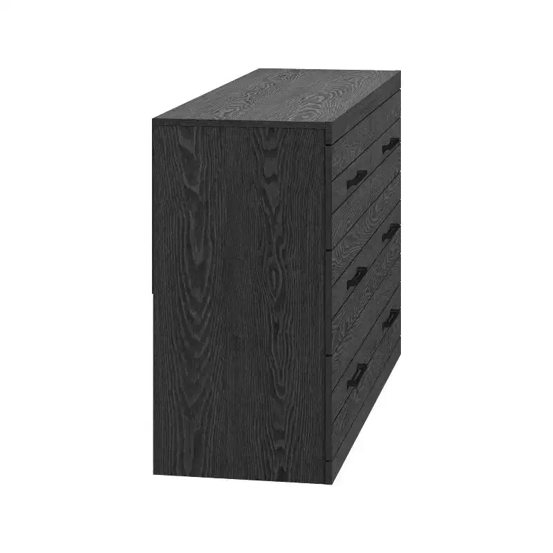 Commode 6 tiroirs Galano Hamsper (Verrouillage) - Chêne Gris Foncé