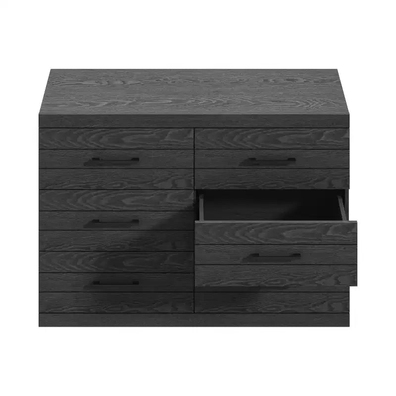 Commode 6 tiroirs Galano Hamsper (Verrouillage) - Chêne Gris Foncé