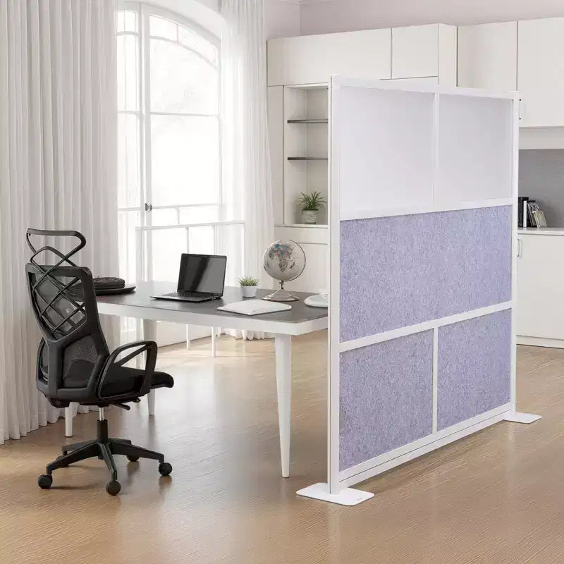 VEVOR Cloison de séparation de bureau, 1 pièce, cloison modulaire de 70 x 70 cm, cloison de bureau en PET avec fenêtres dépolies, grise