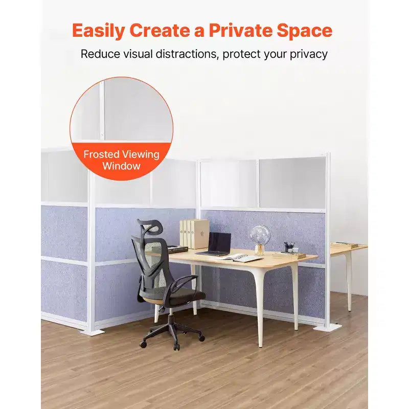 VEVOR Cloison de séparation de bureau, 1 pièce, cloison modulaire de 70 x 70 cm, cloison de bureau en PET avec fenêtres dépolies, grise