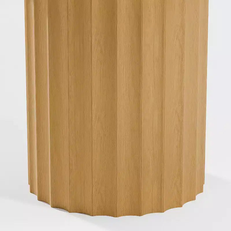 PexFix 52 Table à manger ronde en bois massif, table de cuisine pour 4 à 6 personnes avec plateau et base cylindrique cannelée pour salon/salle à manger, café, bureau, couleur naturelle