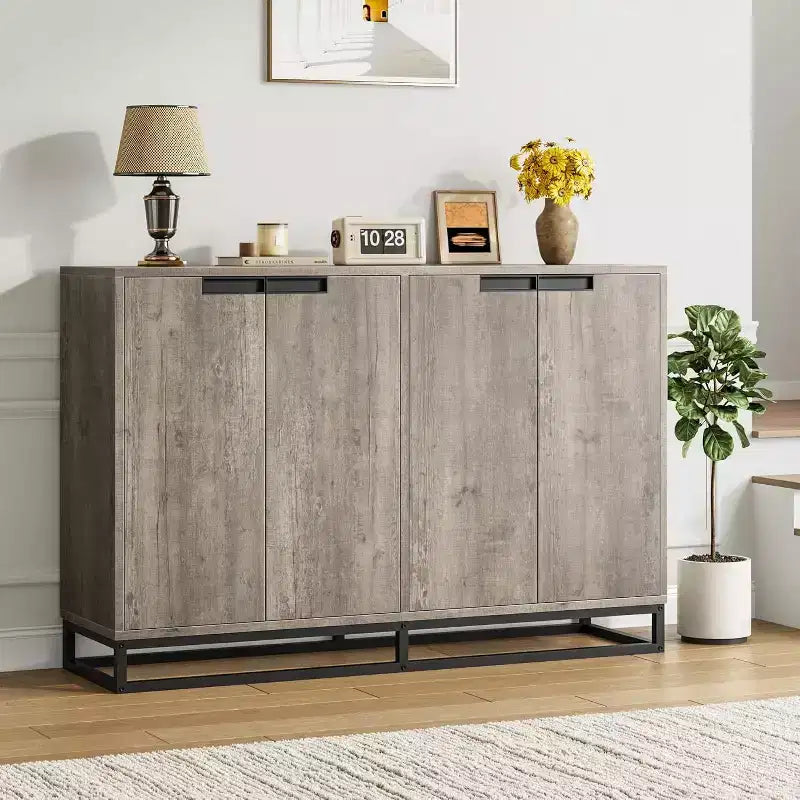 Buffet moderne de 55" – Meuble de rangement de cuisine avec 4 portes et étagères réglables pour la salle à manger