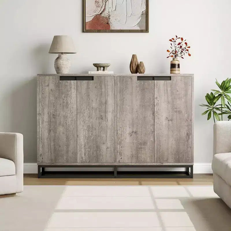 Buffet moderne de 55" – Meuble de rangement de cuisine avec 4 portes et étagères réglables pour la salle à manger