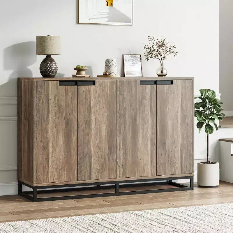 Buffet moderne de 55" – Meuble de rangement de cuisine avec 4 portes et étagères réglables pour la salle à manger