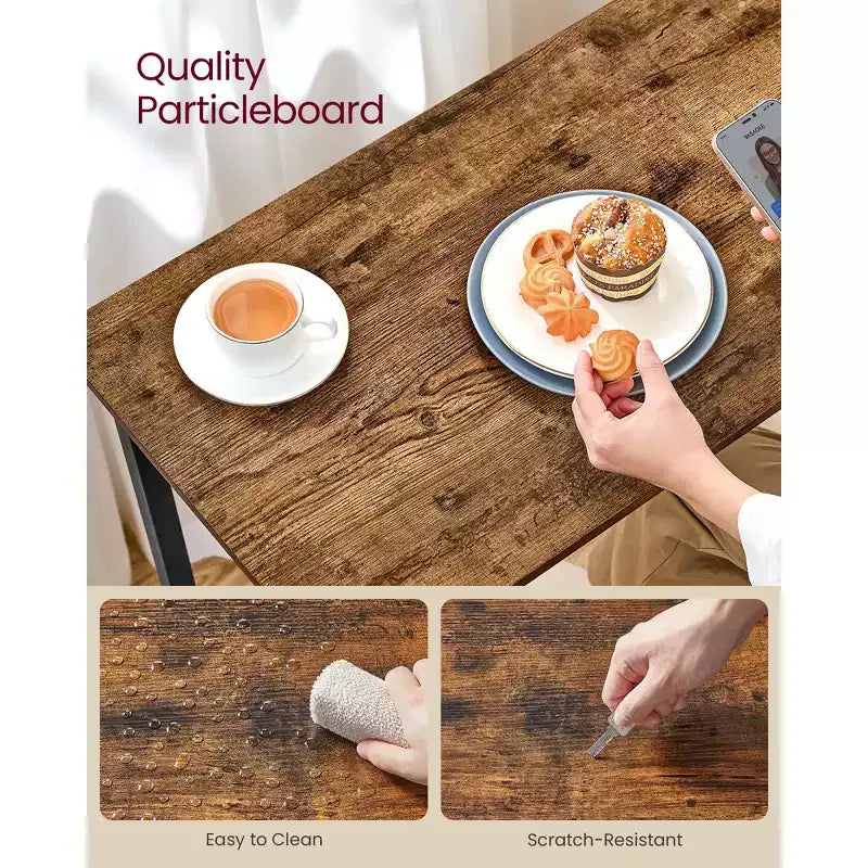 Table de Bar Industrielle Étroite pour Petits Espaces, Table de Salle à Manger de Cuisine de 40x160 cm avec Cadre Métallique Robuste, Marron Rustique et Noir
