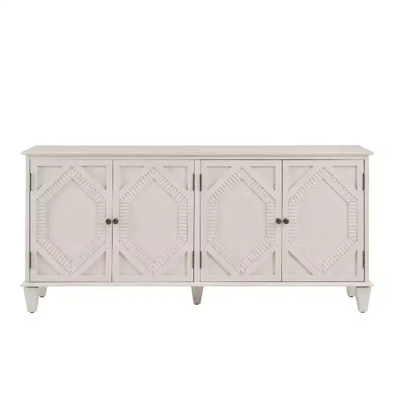 Buffet de salle à manger moderne du milieu du siècle de 65,2 pouces avec rangement, meuble de bar à café et à vin avec accent géométrique pour salon ou cuisine