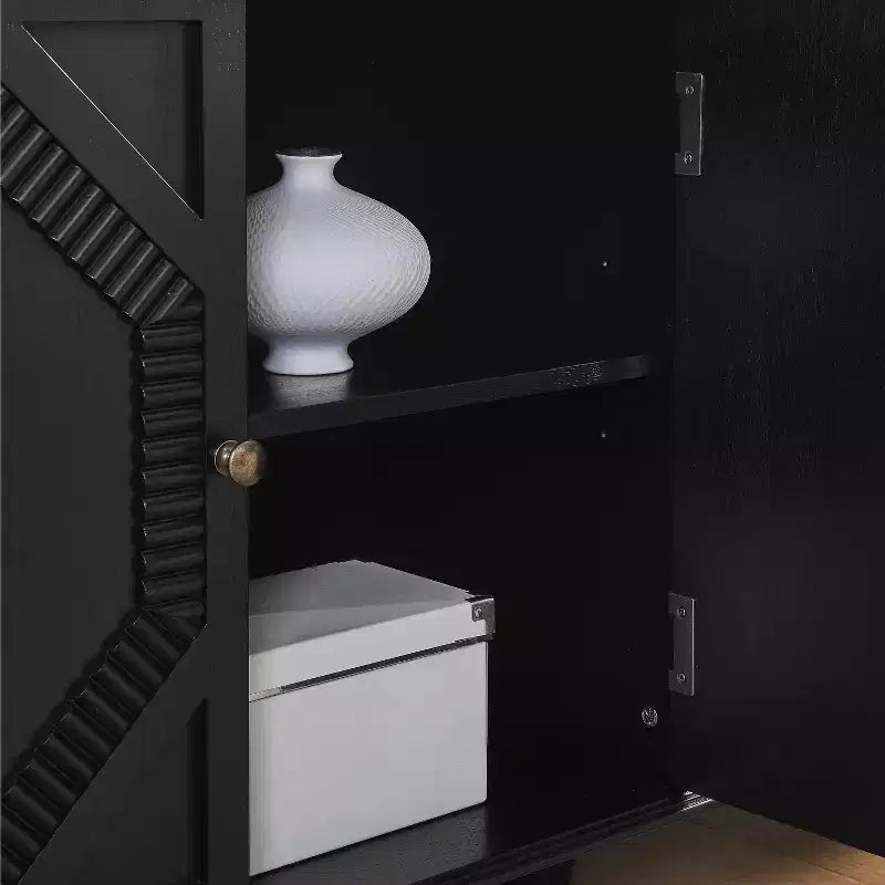 Buffet de salle à manger moderne du milieu du siècle de 65,2 pouces avec rangement, meuble de bar à café et à vin avec accent géométrique pour salon ou cuisine