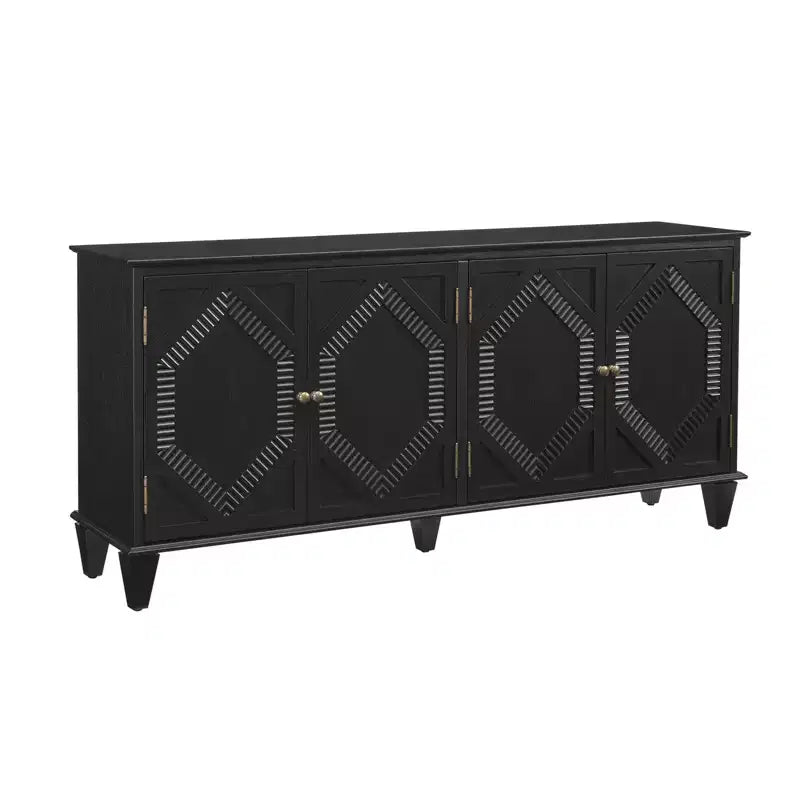 Buffet de salle à manger moderne du milieu du siècle de 65,2 pouces avec rangement, meuble de bar à café et à vin avec accent géométrique pour salon ou cuisine