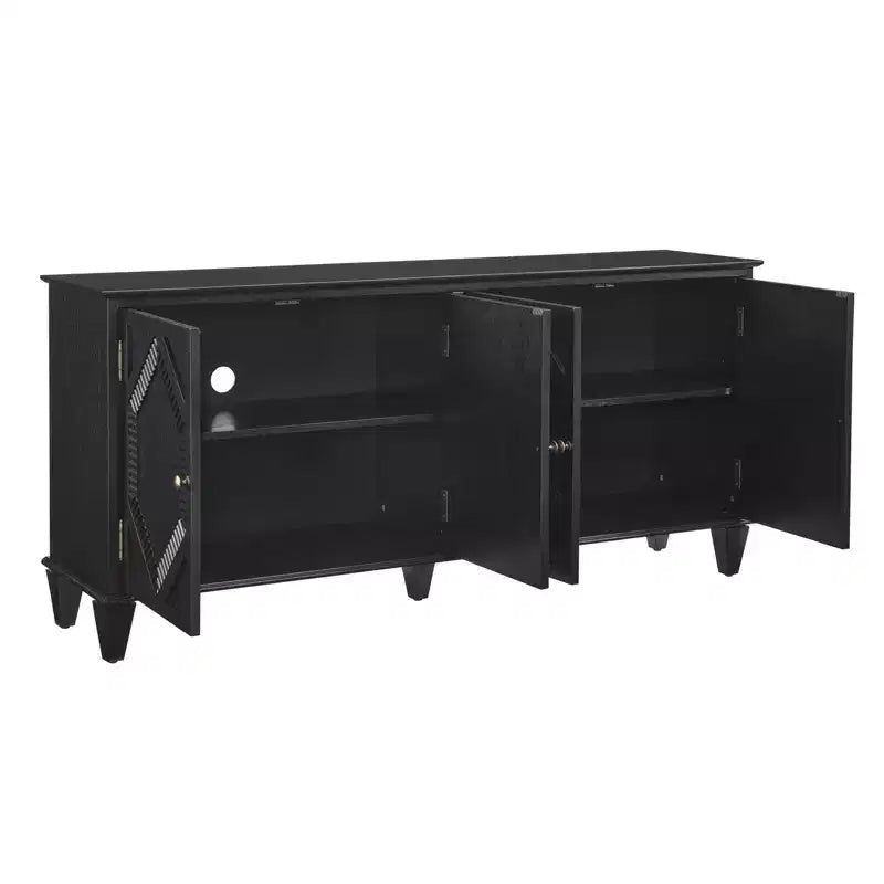 Buffet de salle à manger moderne du milieu du siècle de 65,2 pouces avec rangement, meuble de bar à café et à vin avec accent géométrique pour salon ou cuisine