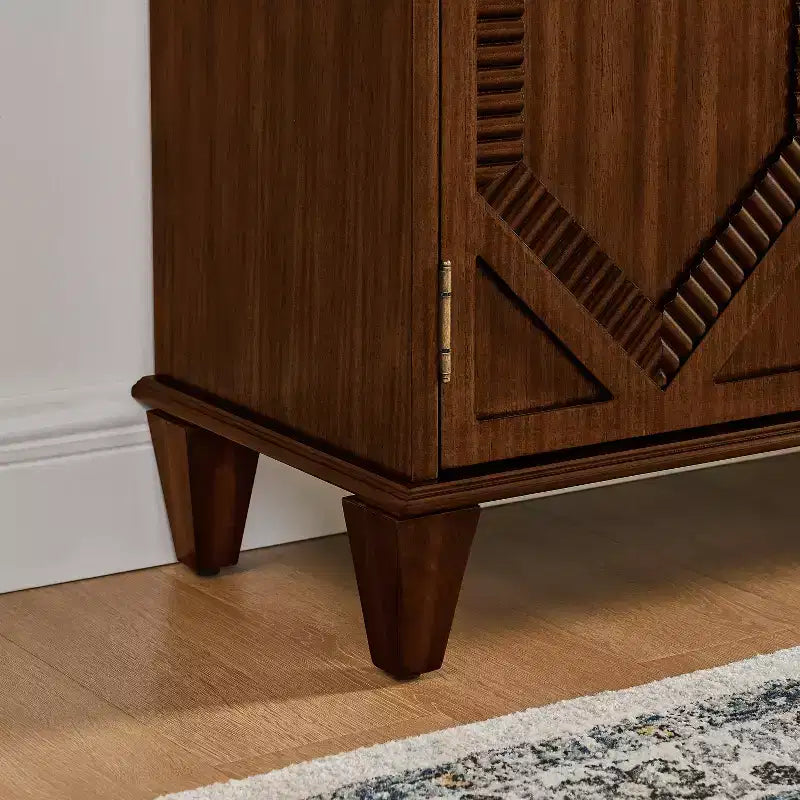 Buffet de salle à manger moderne du milieu du siècle de 65,2 pouces avec rangement, meuble de bar à café et à vin avec accent géométrique pour salon ou cuisine