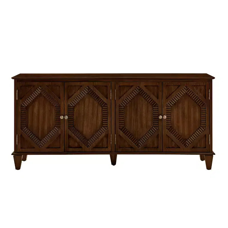 Buffet de salle à manger moderne du milieu du siècle de 65,2 pouces avec rangement, meuble de bar à café et à vin avec accent géométrique pour salon ou cuisine